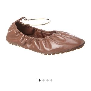 Fendi filo leather ballerina tan Ankle Strap.